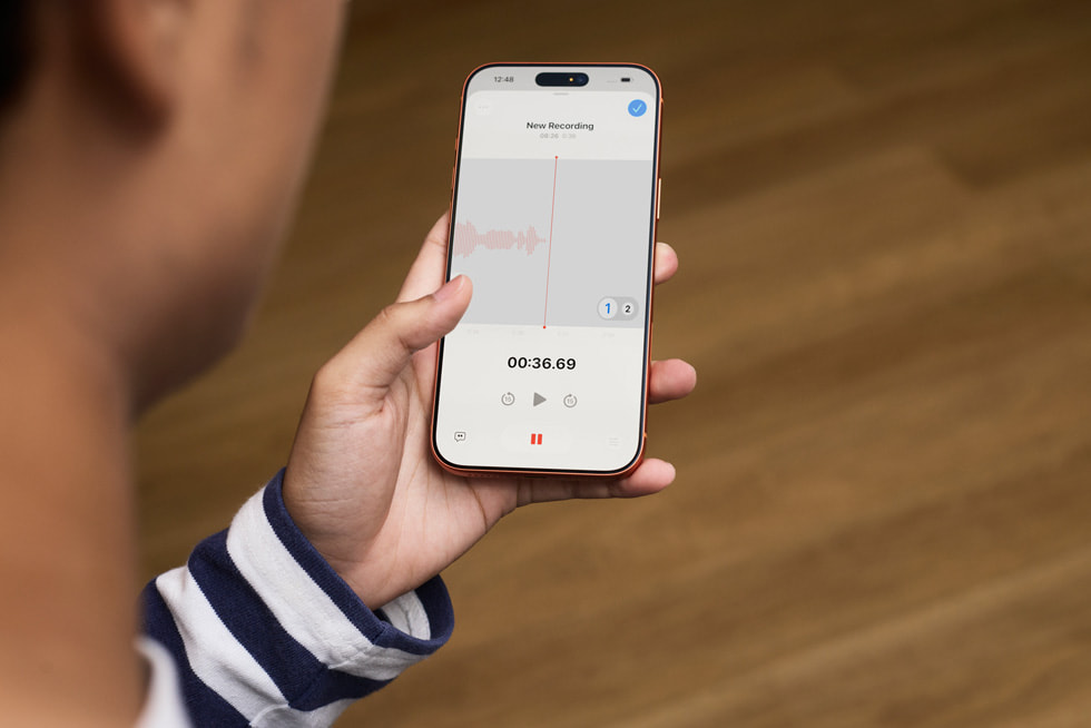 A close-up of a Voice Memo on iPhone 17 Pro.