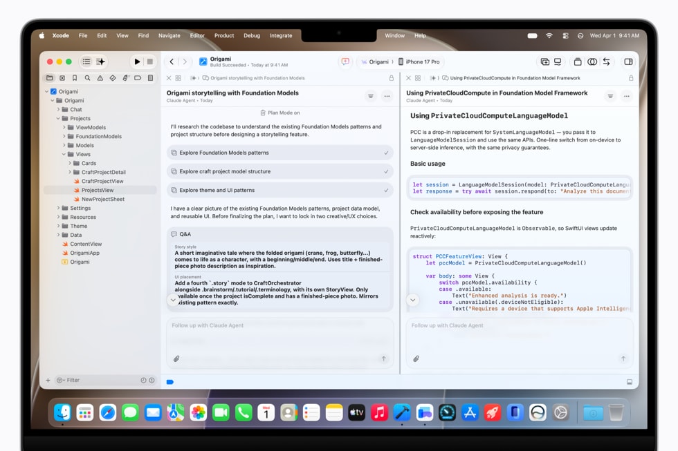 MacBook Pro shows a coding window in Xcode 27.