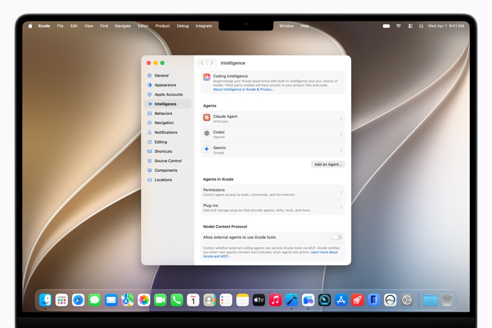 MacBook Pro shows the settings page in Xcode.
