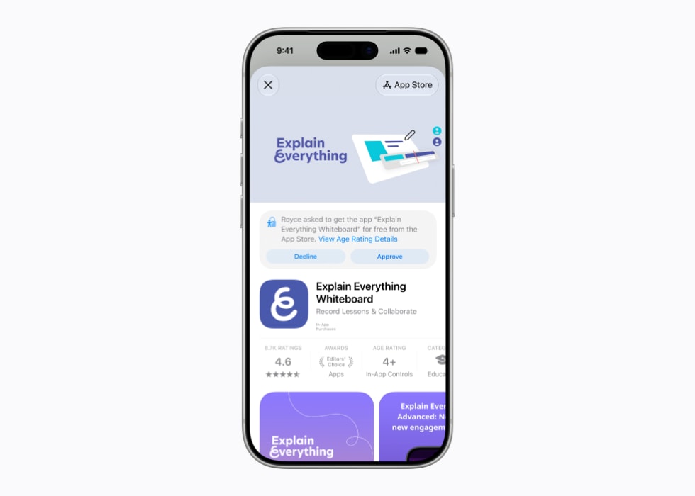 Een iPhone 17 Pro met een ‘Vraag om te kopen’-melding voor een app in de App Store.