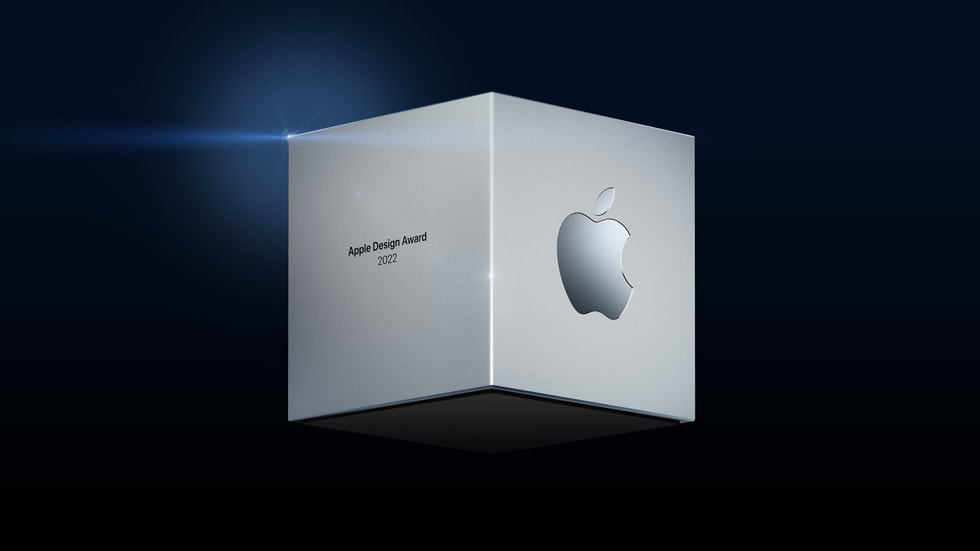 Le trophée des prix Apple Design Awards 2022.