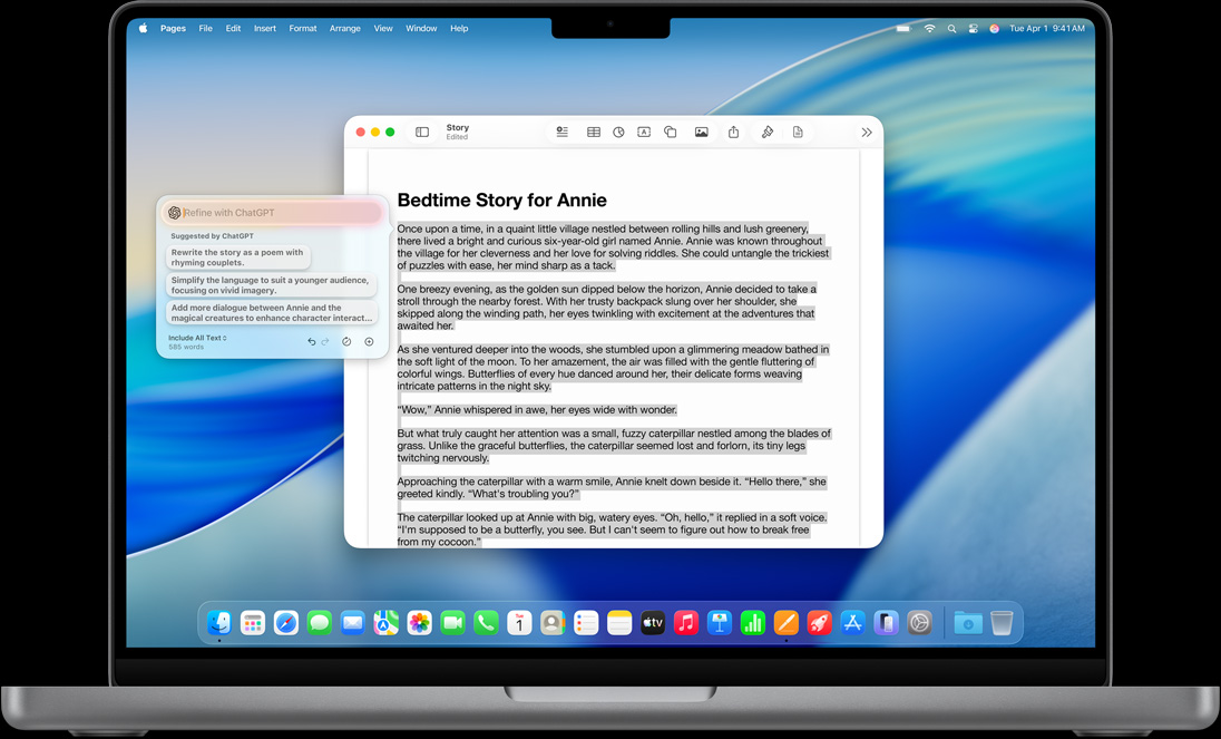 Fitur Tulis di Alat Menulis ditampilkan di MacBook