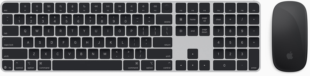 Pohled shora na Magic Keyboard a Magic Mouse